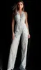 Fashion Women Detachable Train Lace Jumpsuits Wedding Dresses Halter Neck Backless Country Boho Bridal Gowns Appliques Vestidos de novia