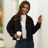 Running Jackets Solid Top Fitness Cardigan Women Jacket Female Coat Winter Corduroy Cropped Cotton Clothes