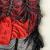 ロイスメッシュプリーツセクシーなストラップゴスドレス女性ダークガール夏赤黒の不規則なパッチワークデザイナーロングドレス2020