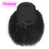 Peruwiańskie kucyki ludzkie włosy afro perwersy curly virgin hair brazlian 100g 1 sztuk malezyjski Remy Pony Tails