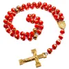 Årsdag Cool Men Pärlor Halsband Kors 8mm Bredt Rostfritt Stål För Man Rosary Halsband, Klassisk Religiös Christian RN100