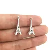 Lotto 100 pz Mini Torre Eiffel Pendenti con ciondoli in argento tibetano per gioielli che fanno Orecchini Collana Bracciale Accessori portachiavi 22 * 8mm DH0075