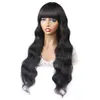 Allove Brazilian Body Wave Loose Deep Curly Human Hair Wigs With Bangs Peruvian Straight Kinky Curly None Lace Paryk Indiska Hair Malaysian