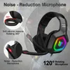 Headset onikuma k10 headmontered professionell spel headset rgb färgglad belysning mic pc pc telefon xbox switch gamer trådbunden hörlurar9274487