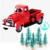Decorazioni natalizie Red Metallo Camion e Mini Falso Pino Tree Decor Model Auto Modello Allegro Tavolo decorazione Anno Gifts1