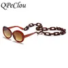 QPeClou 2020, новые модные круглые солнцезащитные очки большого размера с цепочкой, женские брендовые дизайнерские солнцезащитные очки в большой оправе, пластиковые очки Female9238751
