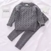 0-4 Yrs Kız Erkek Takım Elbise Bebek Erkekler Kızlar Giyim Kış örgü Kazak Süveter + Pantolon Bebek Boys Örme Tracksuits LJ200916 ayarlar Güz