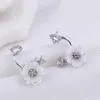 Earring Blank White Shell Flower Curved Earring Pearls Semi Mount 925 Sterling Silver Findings 5 Pairs