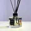 Perfumy Odświeżacz powietrza do olejków eterycznych Dyfuzor zapach szklany butelka Brak pożaru Parfum z czarnymi rattanami Sticks Home Dec salon V4