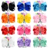 8 inch Jojo Siwa Hair Bow Solid Color with Clips PaperCard Metal Logo Girls Giant Rainbow Rhinestone Hair Accessoires Haarspelin 1216686