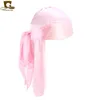 Mode Dames Zijde Durag Bandana Turban Pruiken Heren Satijnen Piraat Hoed Effen Kleur Hoofddeksels Hoofdband Pigail Hip Hop Cap Mutsie