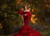 Abiti premaman a sirena rossa Gonne a strati Abito boudoir in tulle Indumenti da notte da sposa Accappatoi Camicie da notte Abito Puntelli per servizio fotografico