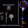 24 tum Helium Transparent LED -ballong blinkande bobo ballong med klistermärken tecknad ballongfjädrar glittrar för festival dekora8195965