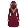 Faux Fur Coat Womens Plysch Lång tjock överrock Plusstorlek Hooded Long Coat Chaqueta Mujer Winter Women Manteau Femme