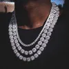 Wysokiej Jakości Chokers Iced Out 5a Cubic Cyrkonia CZ Biżuteria Wyczyść Beton Hiphop Bling Cluster Naszyjnik tenisowy dla mężczyzn chłopiec