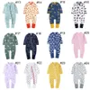 24 Style Baby Girl Boy Romper Odzież Dinozaur Liść Body Druku Dla Noworodków Dzieci Z Długim Rękawem Zipper Bawełniane Kombinezony Odzież M2811