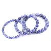 6mm 8mm 10mm Blauer Punkt Stein Perlen Armband Balance Yoga Freundschaften Strang Schmuck für Frauen Männer