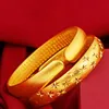 10mm bred manschettbangle 18k gul guldfylld klassisk solid kvinna tjejer Bangle armband Presentbia 55mm