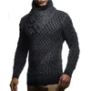 Skórzana klamra gruboziarnisty sweter Mężczyźni Turtleck Męskie Dzianiny Pullover Casual Jesień Elastyczne Dziewiarskie Sweter Płaszcz Knitwear Pull 3XL