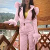 İki Parça Elbise Kadın Kış Sıcak Snowsuit Açık Spor Pantolonu Kayak Takım Su Geçirmez Tulum 2021 MacAcao Feminino için Moda Tulumları