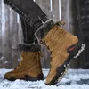 Stövlar vattentäta män taktiska skor högkvalitativa vinter läder män kamouflage varmt arbete sko1