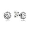 Partihandel-Classic Design Round CZ Diamond Stud örhängen Ange originallåda för Pandora 925 Sterling Silver Earrings Mode tillbehör