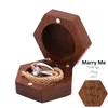 Hexagone en noyer noir personnalisé porte-bague en bois de mariage rustique porte-bague de mariage boîte à bijoux pour Gift323p