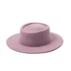 Chapeaux à bord avare Caluriri laine Fedora chapeau hiver extérieur dame élégant large 100% femmes rose tempérament 2332