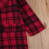 Barnkläder Vår Höst Nya Kullar Flickor Plaid Coats Jacka Kjol Outfits Fashion Kids Red Plaid Printed Skirt Suit M2696