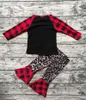 Christmas Halloween Kids Vêtements Ensembles Pumpkin Imprimé à manches longues Top + Plaid Plaid Leopard Pantalon 2PCS / SET