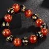 10 12mm de largura preto vermelho pedra natural grânulo pulseira para homens diy contas pulseiras para mulheres jóias religiosas285p