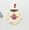 INS Baby Clothes Dinosaur Infant Boy Hooded Romper Long Sleeve Cotton Newborn Girl Jumpsuits Autumn Boutique Baby Clothing 2 Colors DW5879
