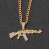 Encantos moda punk hiphop mulheres homens arma forma pingente cristal strass corrente colar criativo colares jóias 1pcs9321748