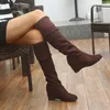 New Autumn Over The Knee Boots Women Fashion Flock Long Botas Wedges Platform Boots Shoes Woman Thigh High Boots Womens Size 43