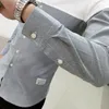 Venda quente bloco de cor nova chegada algodão homens oxford casual camisas mola manga longa slim fit vestido listrado camisa homens plus tamanho 4xl