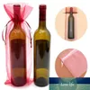 Organza vin bouteille sacs bijoux pochette cadeau pour la décoration de fête 15x38 cm rouge vin couverture en gros