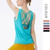 Running Jerseys OEM Women Yoga Vest Sports Shirt Sleeveless Back Cross Tank Tops Gym Sport Fitness Crop Training T-Shirts