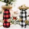 Buffalo Plaid бутылки вина Обложка Декоративные искусственного меха манжета свитер бутылки вина держатель подарочные пакеты партии Украшение GWD1779