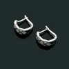 Europe America Style Lady Women Titanium Steel Engraved C Initials Rhombus Plaid Setting Diamond Clip Hoop Earrings 3 Color3948540