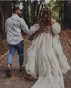 New Sexy Bohemia Beach Boho A Line Wedding Dresses Off Shoulder Short Sleeves Tulle Country Ball Gown Zipper Back Formal Bridal Gowns