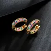 Hoop Huggie Pipitree Ladies Loop Earrings Round Circle Multicolor Cubic Zirconia Crystal Women Gold Jewelry for Wedding Party12753997