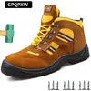 Zapatos de seguridad Safetoe S3 con punta de acero, botas de seguridad de trabajo livianas con cuero impermeable para hombres y mujeres botas hombre 200916