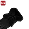 Winter Warm Lined Genuine Leather Gloves For Women Fashion Sexy Fur Ladies Touchscreen Driving Party Black Bowknot1