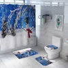 Natale Bagno Decorazioni di Natale Shower Curtain Foor Mat Toilet Seat Cushion Set Santa Snowman Merry Christmas Decor Per la casa