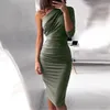 Designerinnen Frauen Bodycon Kleid mit Schärpen Slant Halsband Schlanke Frau Vesties Sexy Plus Size Ladies Robe9275619