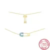 Pendant Necklaces Pin Necklace Female Personality Paper Clip S925 Sterling Silver Color Clavicle Chain Bracelet Niche Design1279v