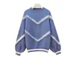 Mulheres Suéters Borla de Inverno Talé de Malha Letra Letra Patchwork Sweater listrado Streetwear Coreano Ropa Mujer Jumper W055