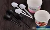 500pcs Disposable Potted Pure Black White Ice Cream Scoop Shovel Small Potted Flower Pot Spoon Free Shipping