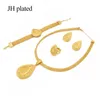 Earrings & Necklace Gold Color 24K Jewelry Sets For Women African Bridal Wedding Gifts Party Water Drops Pendant Ring Bracelet Set