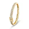 Hip Hop Women Bangles Fashion 18K Gold Rhodium Plated Small Hearts Bangles Luxury Bling Zircon Love Bangles